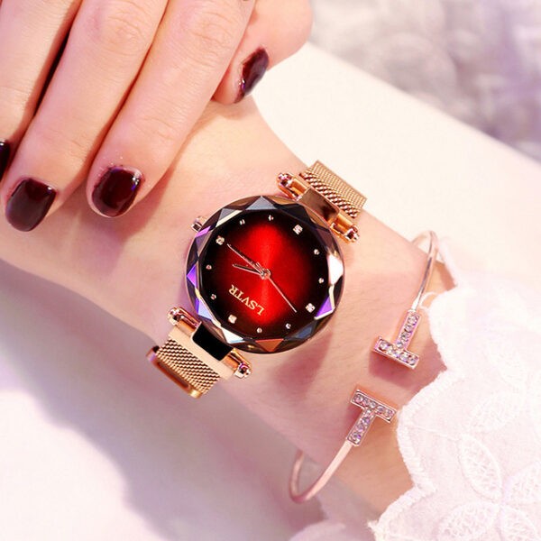 Rose Gold Women Watches Fashion Diamond Ladies Starry Sky Magnet Watch Waterproof Female Wristwatch - Image 7