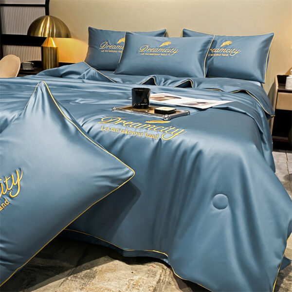 Modern Simple Washed Silk Airable Cover Ice Silk Printing And Dyeing Embroidery - Image 6